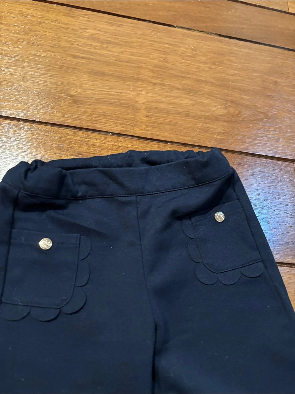 Girls Tartine et Chocolat Navy Scallop Pocket Knit Pants Sz 2